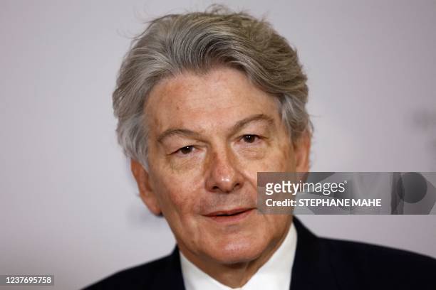 European Commissioner for Internal Market, French Thierry Breton, poses upon his arrival for an informal meeting of European Union countries' Defence...