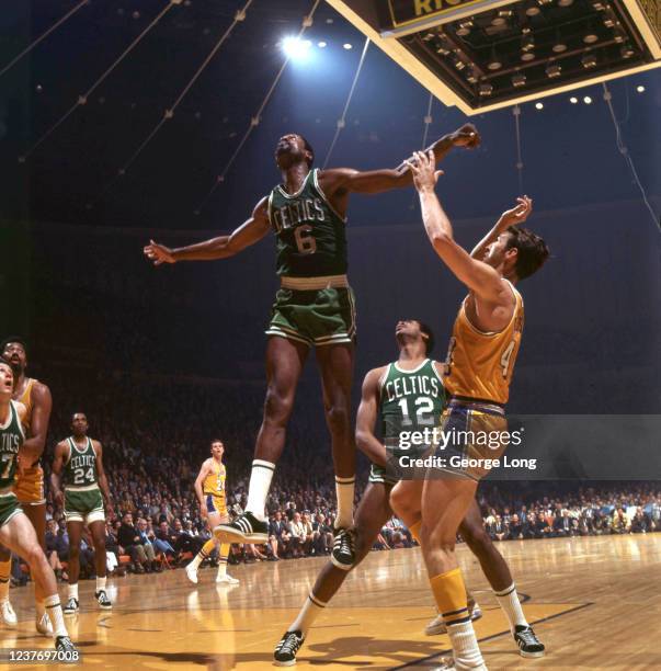 Finals: Boston Celtics Bill Russell in action vs Los Angeles Lakers Jerry West at The Forum. Inglewood, CA 4/23/1969 -- 4/25/1969 CREDIT: George Long