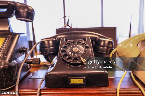 View of Turkish businessman and collector Engin Turhan's collection which includes the early examples of typewriters, telegraphs, telephones and...