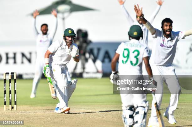 Dean Elgar of South Africa during day 3 of the 3rd Betway WTC Test match between South Africa and India at Six Gun Grill Newlands on January 13, 2022...