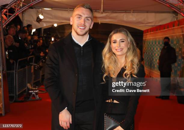 Jarrod Bowen and Dani Dyer attend the London Premiere of Cirque de Soleil's "LUZIA" at Royal Albert Hall on January 13, 2022 in London, England.