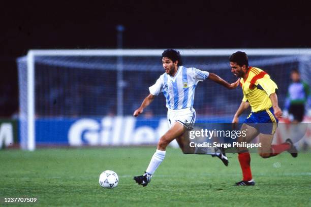 Jorge Burruchaga of Argentina during the FIFA World Cup match between Argentina and Romania, at Stadio San Paolo, Napoli, Italy on 18th June 1990