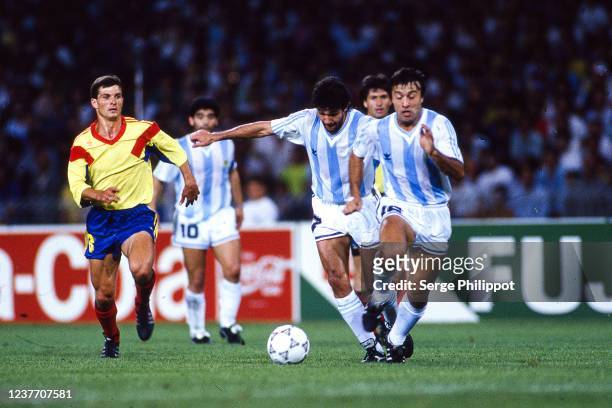 Ioan Sabau of Romania and Jorge Burruchaga of Argentina during the FIFA World Cup match between Argentina and Romania, at Stadio San Paolo, Napoli,...