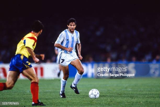 Jorge Burruchaga of Argentina during the FIFA World Cup match between Argentina and Romania, at Stadio San Paolo, Napoli, Italy on 18th June 1990