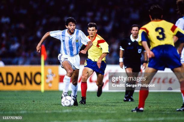 Jorge Burruchaga of Argentina during the FIFA World Cup match between Argentina and Romania, at Stadio San Paolo, Napoli, Italy on 18th June 1990