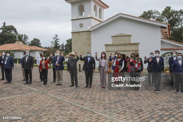 President Ivan Duque of Colombia next to the President of Peru, Pedro Castillo during a welcoming ceremony as part of an official visit to Villa de...