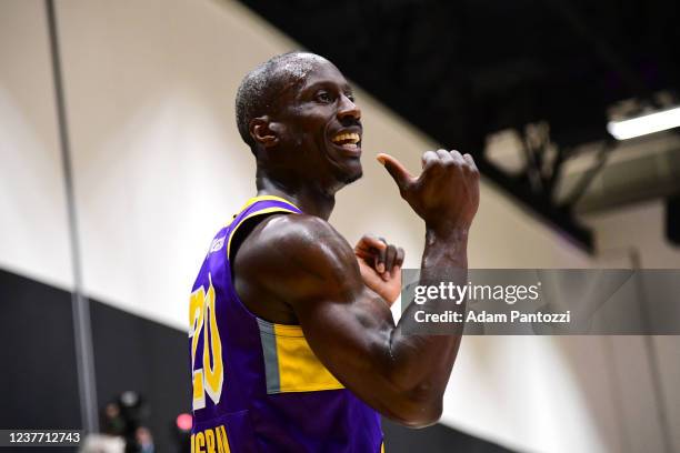 Andre Ingram of the South Bay Lakers looks on during the game against the Rio Grande Valley Vipers on January 13, 2022 at UCLA Heath Training Center...