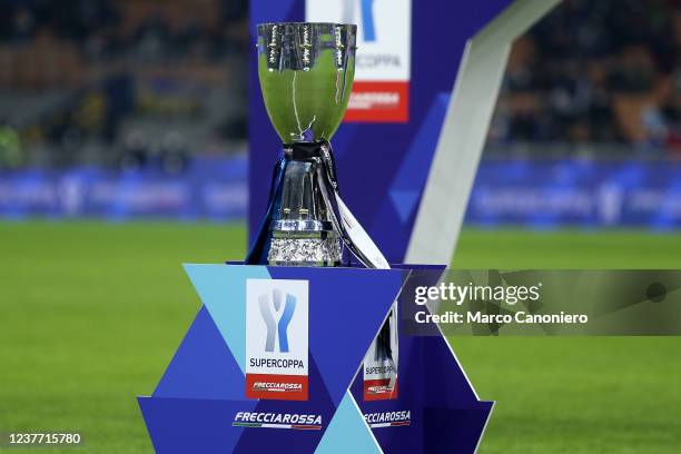 Italian Supercup trophy is exposed before the Italian Supercup match between Fc Internazionale and Juventus Fc. Fc Internazionale wins 2-1 over...