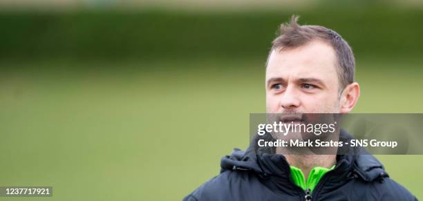 Hibernian Manager Shaun Maloney during Hibernian media access at Hibernian Training Facility, on January 14 in Edinburgh, Scotland.