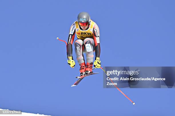 Aleksander Aamodt Kilde of Team Norway in action during the Audi FIS Alpine Ski World Cup Men's Downhill on January 14, 2022 in Wengen Switzerland.