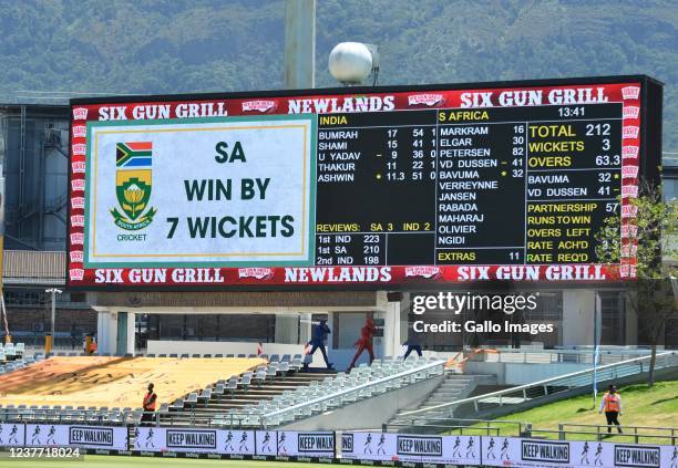 General view during day 4 of the 3rd Betway WTC Test match between South Africa and India at Six Gun Grill Newlands on January 14, 2022 in Cape Town,...