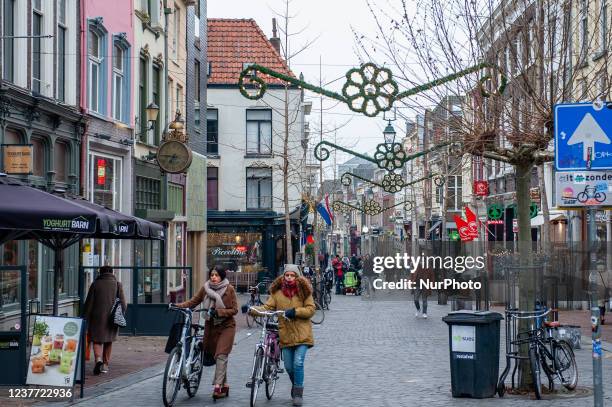 View of the 'Lange Hezelstraat', the oldest shopping street in the Netherlands, which from tomorrow its stores could open again with some...