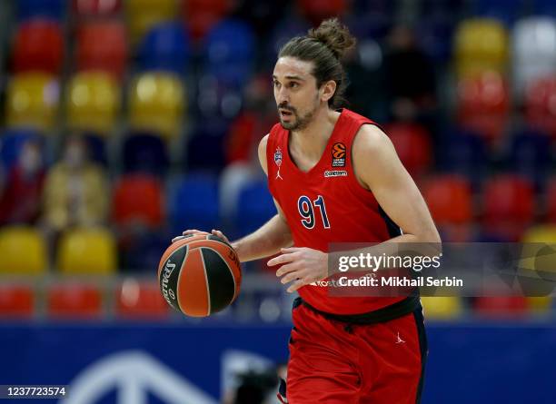 Alexey Shved, #91 of CSKA Moscow in action during the Turkish Airlines EuroLeague Regular Season Round 21 match between CSKA Moscow and LDLC Asvel...