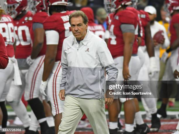 Alabama Crimson Tide Head Coach Nick Saban before the College Football Playoff National Championship Game between the Alabama Crimson Tide and the...