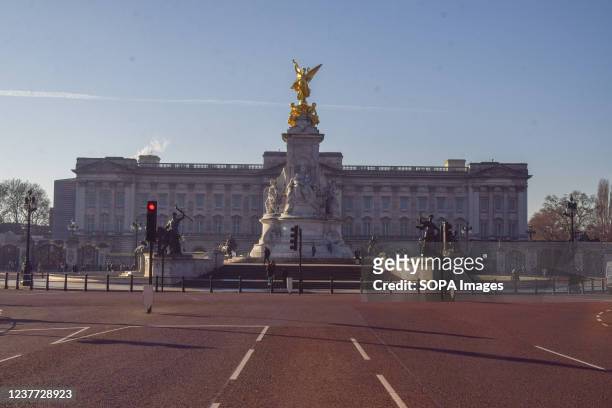 General view of Buckingham Palace and Victoria Memorial in London.