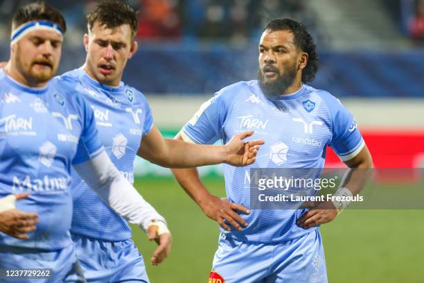 Mateaki Kafatolu during the Heineken Champions Cup match between Castres Olympique and Munster at Stade Pierre Fabre on January 14, 2022 in Castres,...