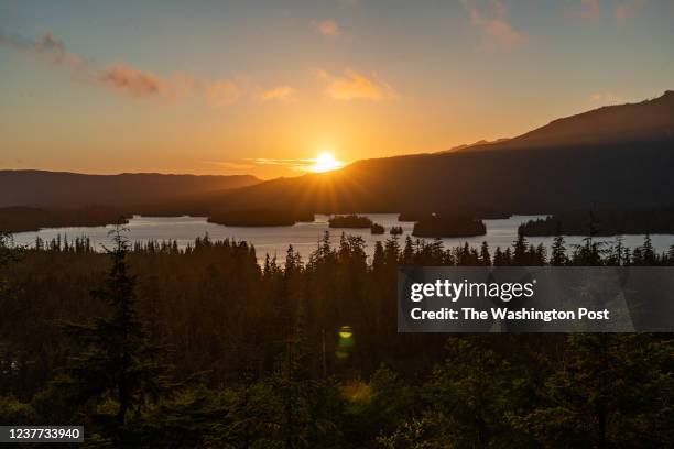 The Tongass National Forest is seen during sunset on Prince of Wales Island, Alaska, Wednesday, June 30, 2021.