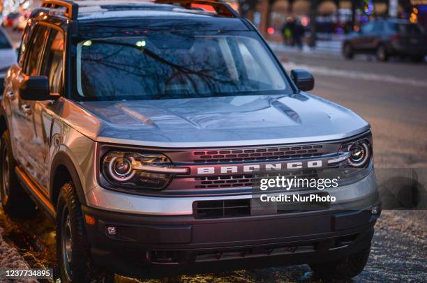 Ford Bronco parked in downtown Edmonton. On Friday, January 14 in Edmonton, Alberta, Canada.