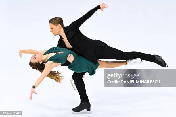 Lithuania's Allison Reed and Saulius Ambrulevicius perform during the Ice Dance Free Dance program of the European Figure Skating Championship 2022...