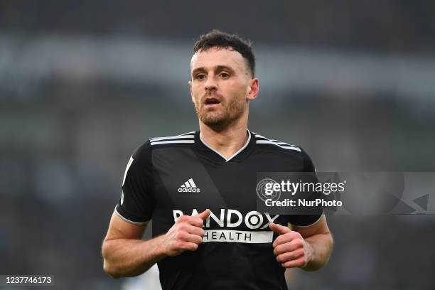 Jack Robinson of Sheffield United during the Sky Bet Championship match between Derby County and Sheffield United at the Pride Park, Derby on...