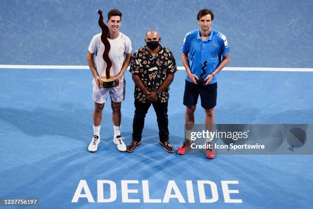 Thanasi Kokkinakis of Australia wins the ATP final singles match between Arthur Rinderknech of France and Thanasi Kokkinakis of Australia on day...