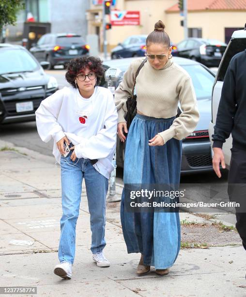 Emme Maribel Muniz and Jennifer Lopez are seen on January 15, 2022 in Los Angeles, California.