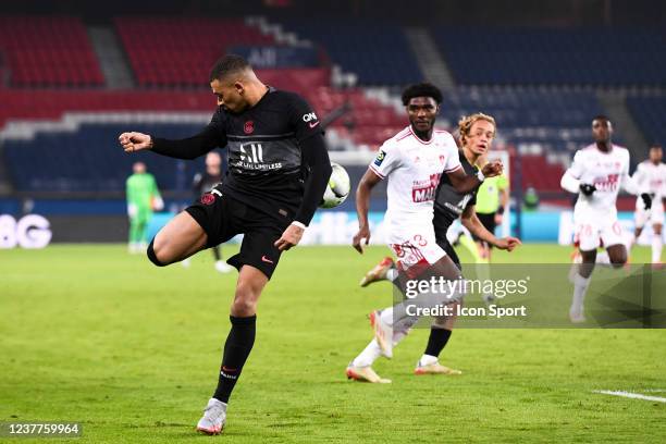 Kylian MBAPPE during the Ligue 1 Uber Eats game between Paris Saint-Germain and Brest at Parc des Princes on January 15, 2022 in Paris, France. -...