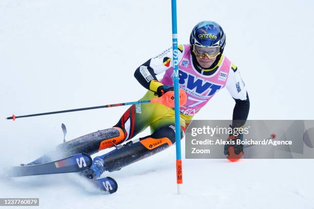 Armand Marchant of team Belgium competes during the Audi FIS Alpine Ski World Cup Men's Slalom on January 16, 2022 in Wengen Switzerland.