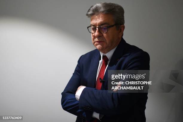 French leftist movement La France Insoumise party's leader, MP and candidate for the 2022 French presidential election Jean-Luc Melenchon...