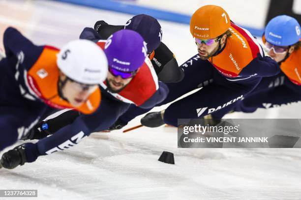 Netherlands' Daan Breeuwsma competes in the B final of the Men's 1500 meters short-track speed skating at the Invitation Cup in Leewarden on January...