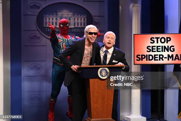 Ariana DeBose, Bleachers Episode 1815 -- Pictured: Pete Davidson as alternate-universe Joe Biden and James Austin Johnson as President Joe Biden...