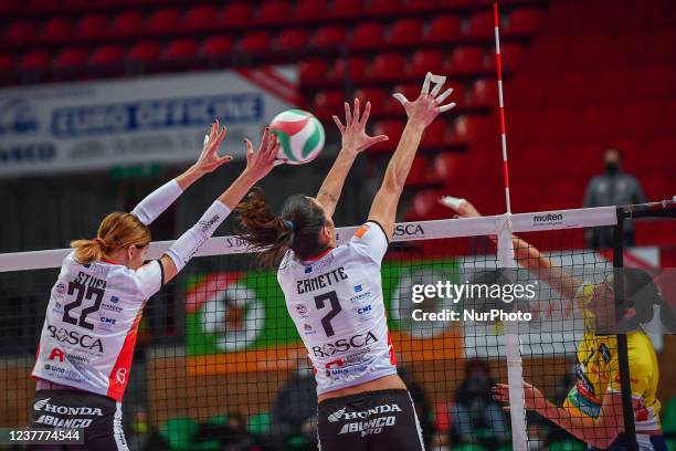 Stufi Federica &amp;#xA; - Zanette Elisa &amp;#xA; - Nizetich Yamila during the Volleyball Italian Serie A1 Women match Bosca S.Bernardo Cuneo vs...