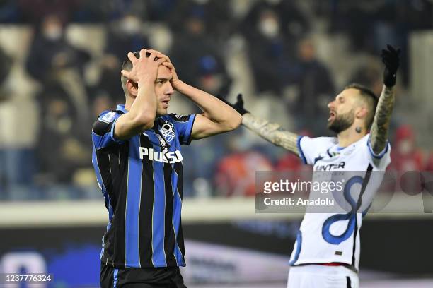 Merih Demiral of Atalanta reacts after missing a scoring chance during the Serie A football match between Atalanta and FC Internazionale at Gewiss...