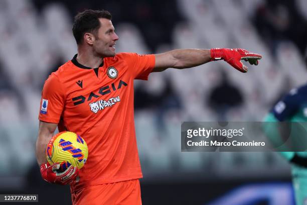 Daniele Padelli of Udinese Calcio gestures during the Serie A match between Juventus Fc and Udinese Calcio. Juventus Fc wins 2-0 over Udinese Calcio.