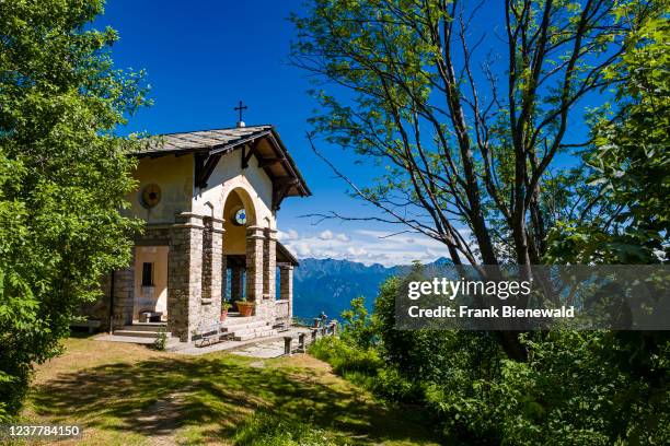 Chiesa della Madonna della Neve, situated below the summit of Mottarone, high above Lake Maggiore.