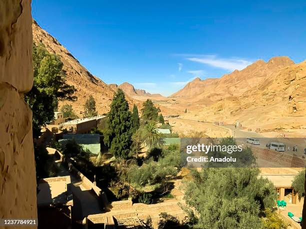 View of Saint Catherine's Monastery, an 1,500-year-old monastery located on the Sinai Peninsula, at the foot of Mount Sinai in Egypt on January 17,...