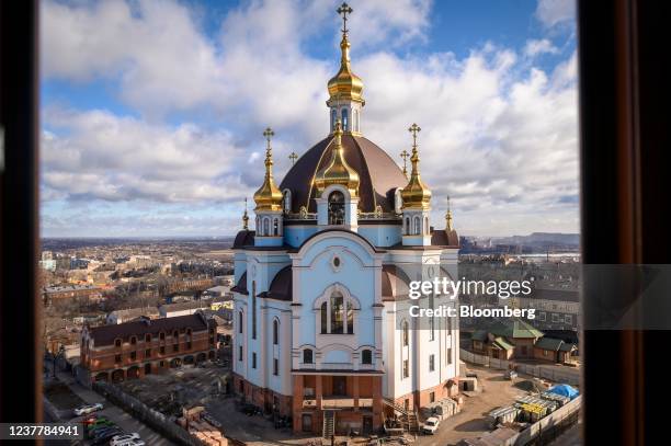 The Church of the Intercession of the Mother of God in Mariupol, Ukraine, on Saturday, Jan. 15, 2022. Despite a stuttering diplomatic track and a...