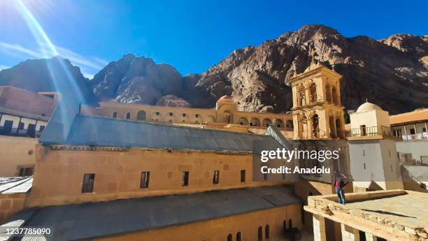 View of Saint Catherine's Monastery, an 1,500-year-old monastery located on the Sinai Peninsula, at the foot of Mount Sinai in Egypt on January 17,...