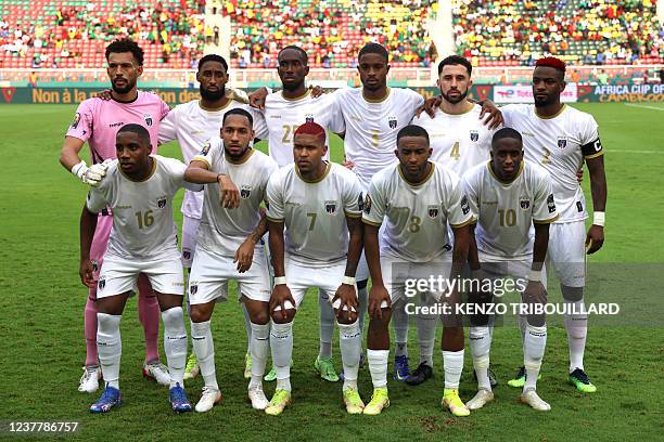 Cape Verde's team pose for a picture ahead of the Group A Africa Cup of Nations 2021 football match between Cape Verde and Cameroon at Stade d'Olembe...
