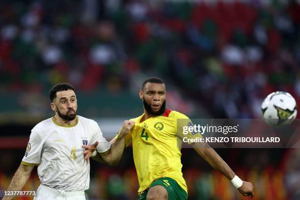 Cameroon's defender Harold Moukoudi fights for the ball with Cape Verde's defender Roberto Lopes during the Group A Africa Cup of Nations 2021...