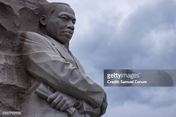 The statue of civil rights leader Dr. Martin Luther King Jr. At his memorial site on the edge of the Tidal Basin, which was dedicated in 2011, on...