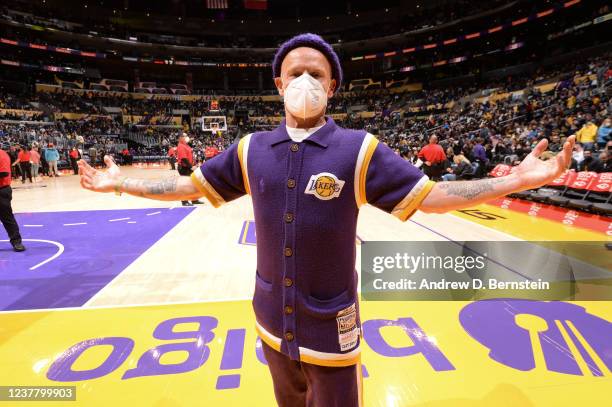 Musician, Flea attends a game between the Utah Jazz and Los Angeles Lakers on January 17, 2022 at Crypto.Com Arena in Los Angeles, California. NOTE...