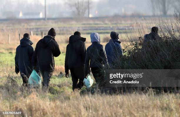 Irregular migrants trying to cross the English Channel from Calais, struggle to survive under very difficult conditions during winter in Calais,...