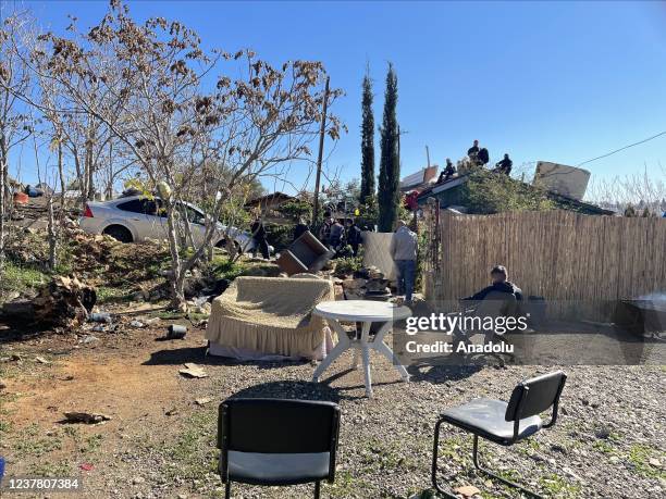 Photo shows the house of Palestinian family as family members threatened to set themselves on fire in protest after Israeli forces surrounded the...