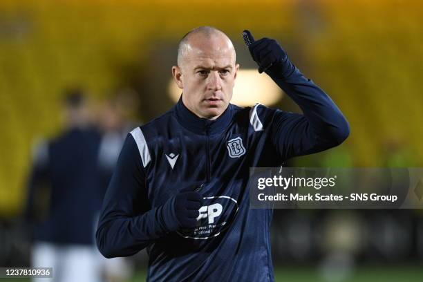 Charlie Adam warming upduring a Cinch Premiership match between Livingston and Dundee at the Tony Macaroni Arena, on January 18 in Livingston,...