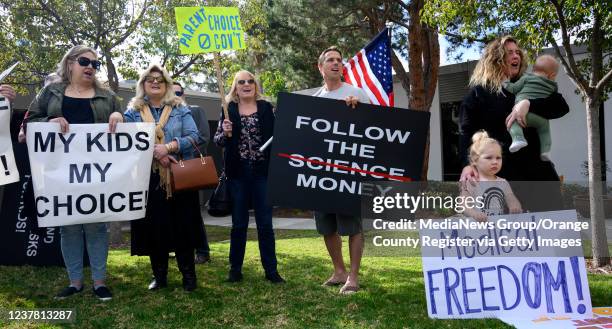 Placentia, CA Placentia, CA Protesters gather outside the Placentia-Yorba Linda Unified School District office to speak out against mask mandates on...