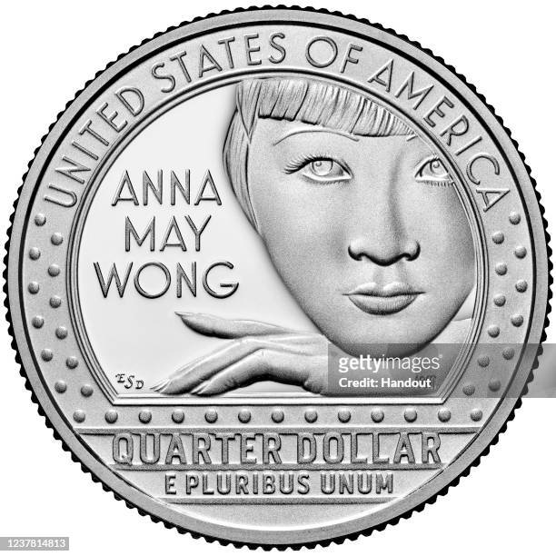 In this handout photo provided by the U.S. Mint, a new US quarter dollar is seen featuring, Anna May Wong, the first Chinese American film star in...