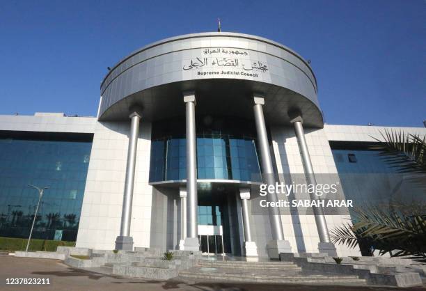 Picture shows the Supreme Judicial Council in the Iraqi capital Baghdad on January 19, 2022. - Iraq's top court on January 13 provisionally suspended...