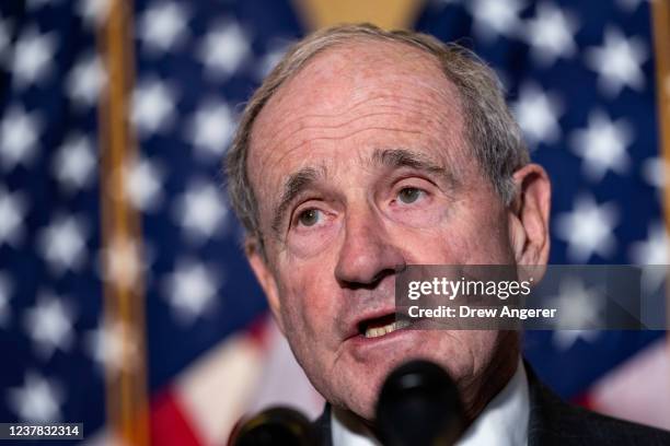 Senate Foreign Relations Committee ranking member Sen. James Risch speaks during a news conference to urge support for Ukraine against Russian...