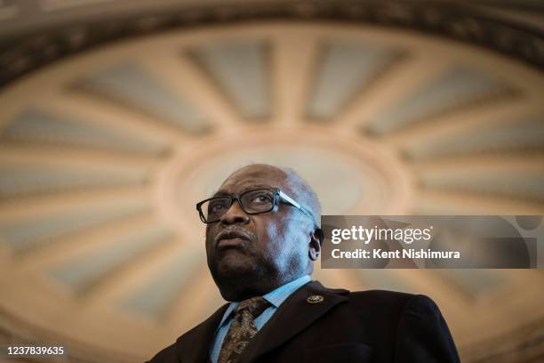 House Majority Whip Jim Clyburn speaks beside members of the Congressional Black Caucus at the Senate side of the U.S. Capitol on Wednesday, Jan. 19,...